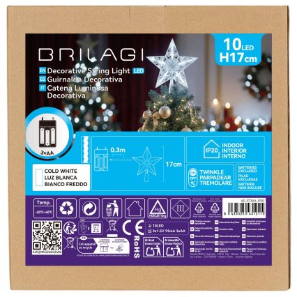 BRILAGI - LED Ziemassvētku dekorācija LED/3xAA 17 cm zvaigzne auksta balta