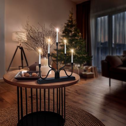 Brilagi - LED Ziemassvētku sveces turētājs LED/2xAA melns