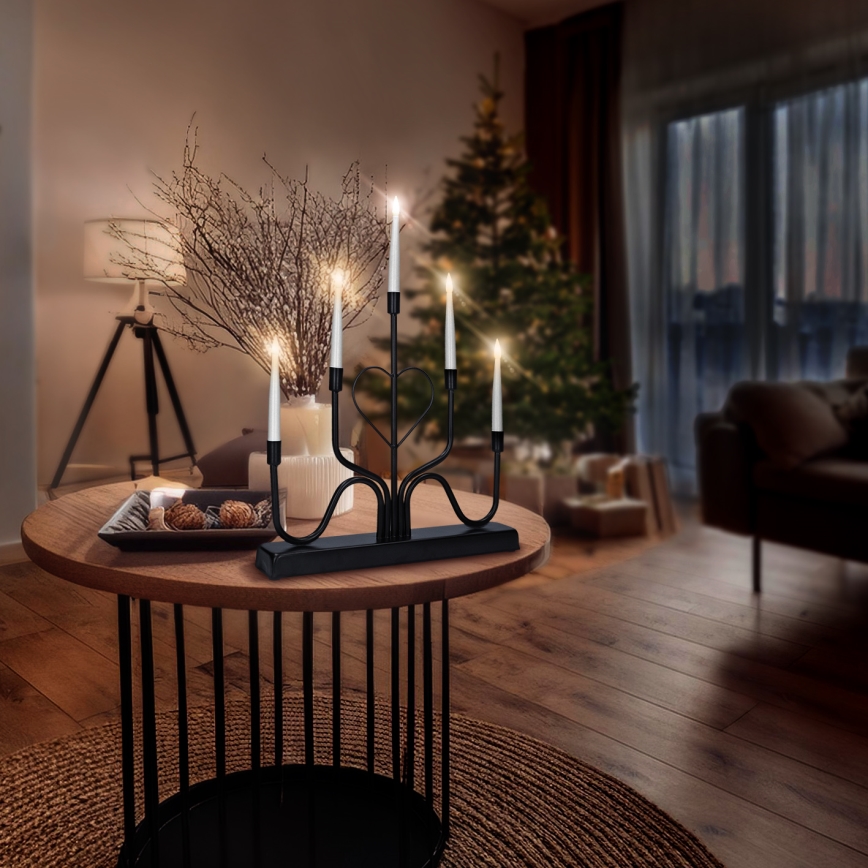 Brilagi - LED Ziemassvētku sveces turētājs LED/2xAA melns