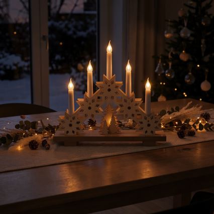 BRILAGI - LED Ziemassvētku svečturis 5xLED/2xAA bēšs