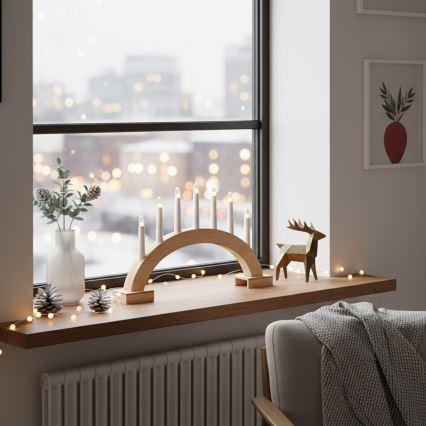 BRILAGI - LED Ziemassvētku svečturis 7xLED/2xAA bēšs/balts