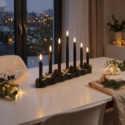 BRILAGI - LED Ziemassvētku svečturis 7xLED/2xAA melns