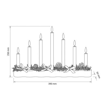 BRILAGI - LED Ziemassvētku svečturis 7xLED/2xAA melns