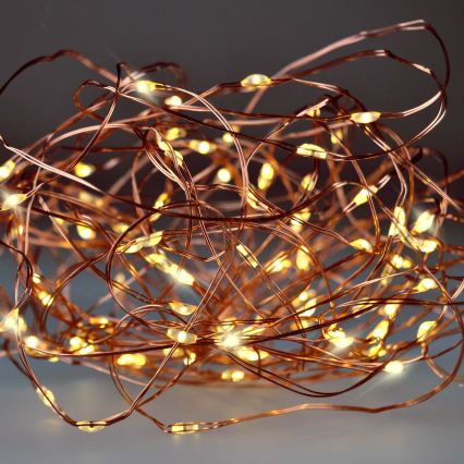 Brilagi - LED Ziemassvētku virtene 100xLED/3xAA 10m siltā balta