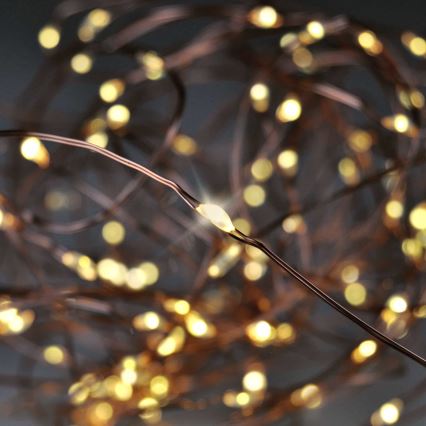 Brilagi - LED Ziemassvētku virtene 100xLED/3xAA 10m siltā balta