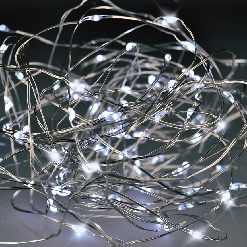 Brilagi - LED Ziemassvētku virtene 100xLED/3xAA 10m vēsi balts