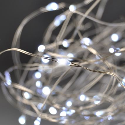 Brilagi - LED Ziemassvētku virtene 100xLED/3xAA 10m vēsi balts