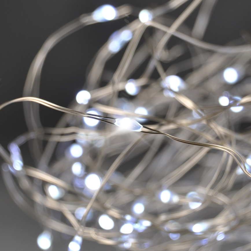 Brilagi - LED Ziemassvētku virtene 100xLED/3xAA 10m vēsi balts