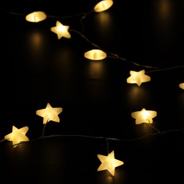 Brilagi - LED Ziemassvētku virtene 40xLED/3xAA 1,8m silti balta ar zvaigznītēm