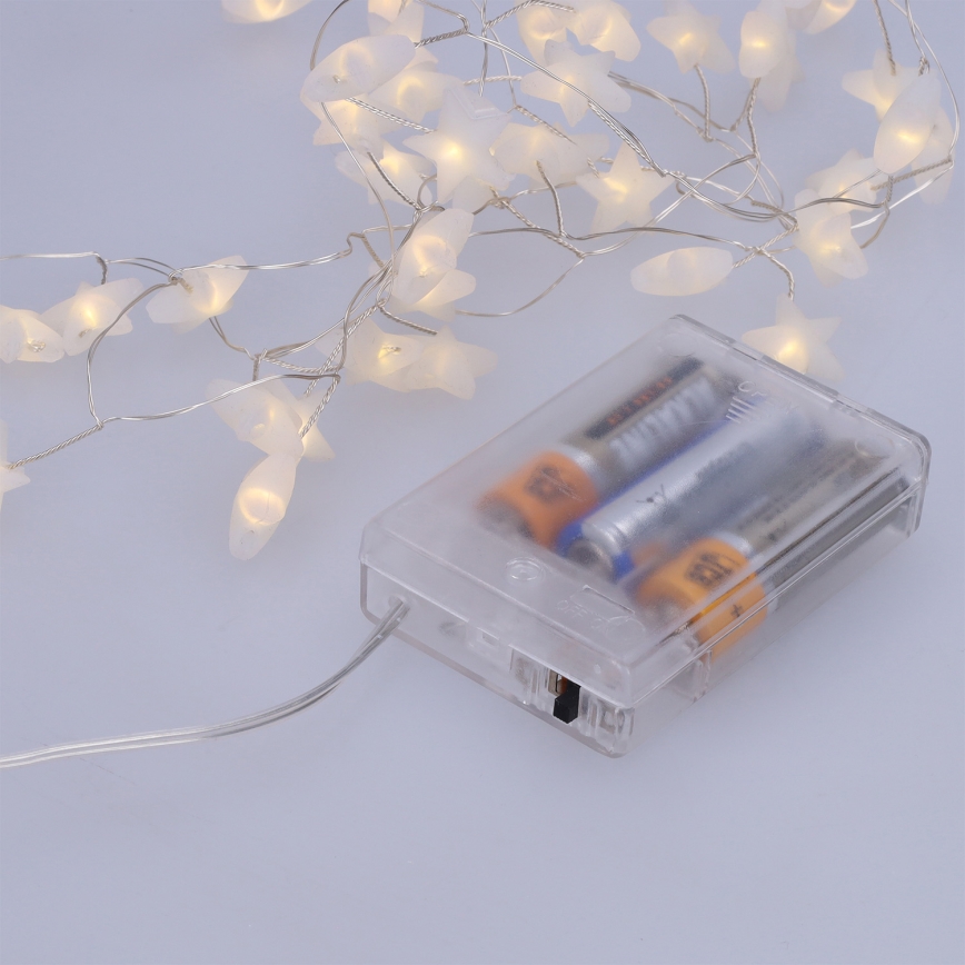 Brilagi - LED Ziemassvētku virtene 40xLED/3xAA 1,8m silti balta ar zvaigznītēm