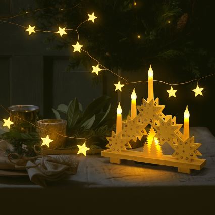 Brilagi - LED Ziemassvētku virtene ar zvaigznēm 40xLED/3xAA 1,8m siltā balta