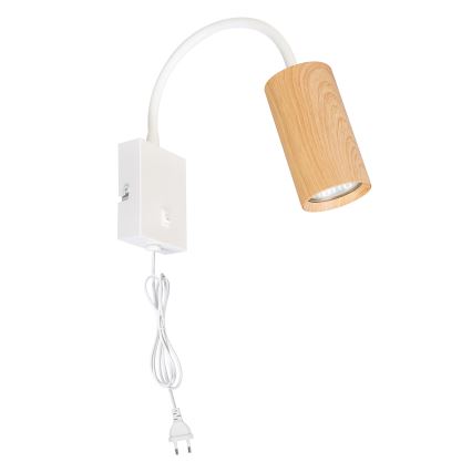 BRILAGI - Regulējama sienas lampa ar slēdzi SELE 1xGU10/30W/230V balta/ozolkoka dekors