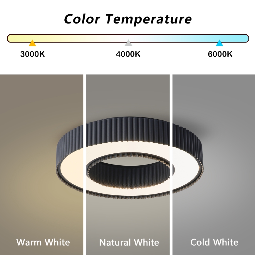 Brilagi - Dimējams LED griestu gaismeklis LUMIX LED/48W/230V 3000-6000K melns Ø 50 cm + ar tālvadības pulti