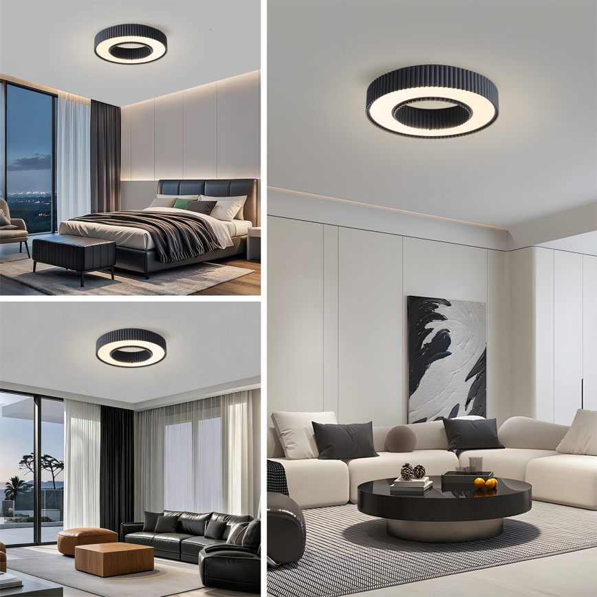 Brilagi - Dimējams LED griestu gaismeklis LUMIX LED/48W/230V 3000-6000K melns Ø 50 cm + ar tālvadības pulti