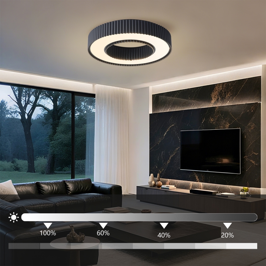 Brilagi - Dimējams LED griestu gaismeklis LUMIX LED/48W/230V 3000-6000K melns Ø 50 cm + ar tālvadības pulti