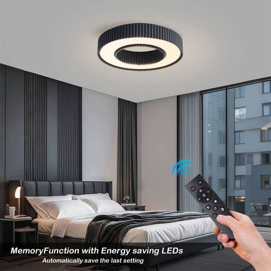 Brilagi - Dimējams LED griestu gaismeklis LUMIX LED/48W/230V 3000-6000K melns Ø 50 cm + ar tālvadības pulti