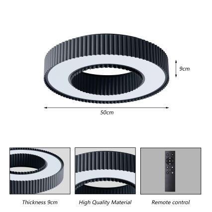 Brilagi - Dimējams LED griestu gaismeklis LUMIX LED/48W/230V 3000-6000K melns Ø 50 cm + ar tālvadības pulti