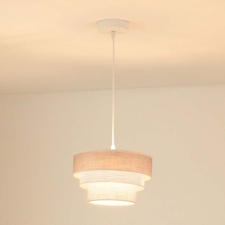 Brilagi - Lustra ar auklu ALASKA LUNETA 1xE27/15W/230V d. 25 cm pelēka/krēmkrāsa