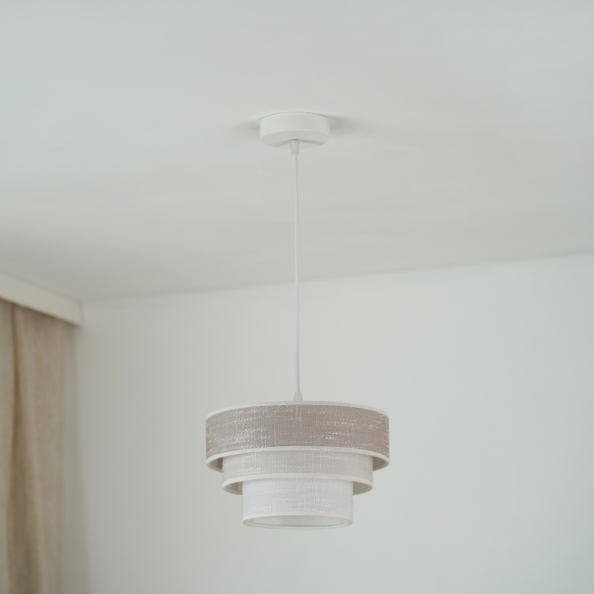 Brilagi - Lustra ar auklu ALASKA LUNETA 1xE27/15W/230V d. 25 cm pelēka/krēmkrāsa