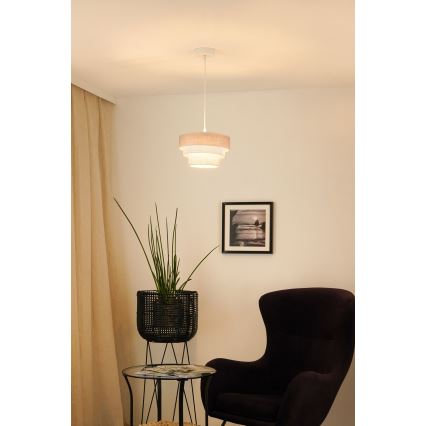 Brilagi - Lustra ar auklu ALASKA LUNETA 1xE27/15W/230V d. 25 cm pelēka/krēmkrāsa