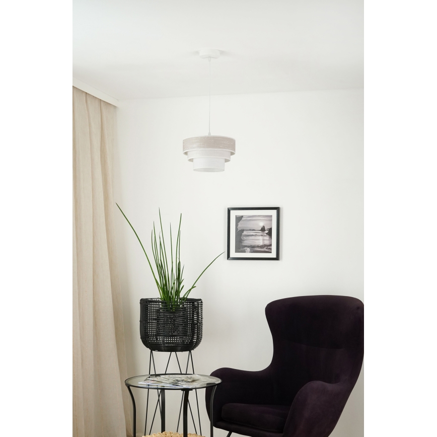 Brilagi - Lustra ar auklu ALASKA LUNETA 1xE27/15W/230V d. 25 cm pelēka/krēmkrāsa