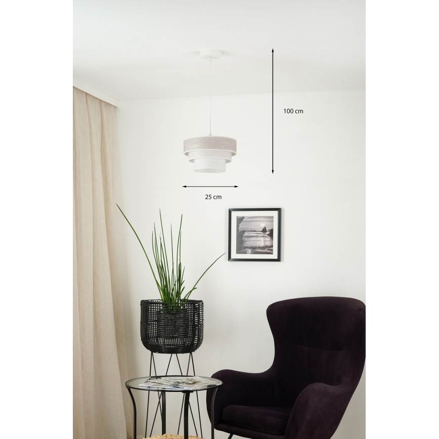 Brilagi - Lustra ar auklu ALASKA LUNETA 1xE27/15W/230V d. 25 cm pelēka/krēmkrāsa
