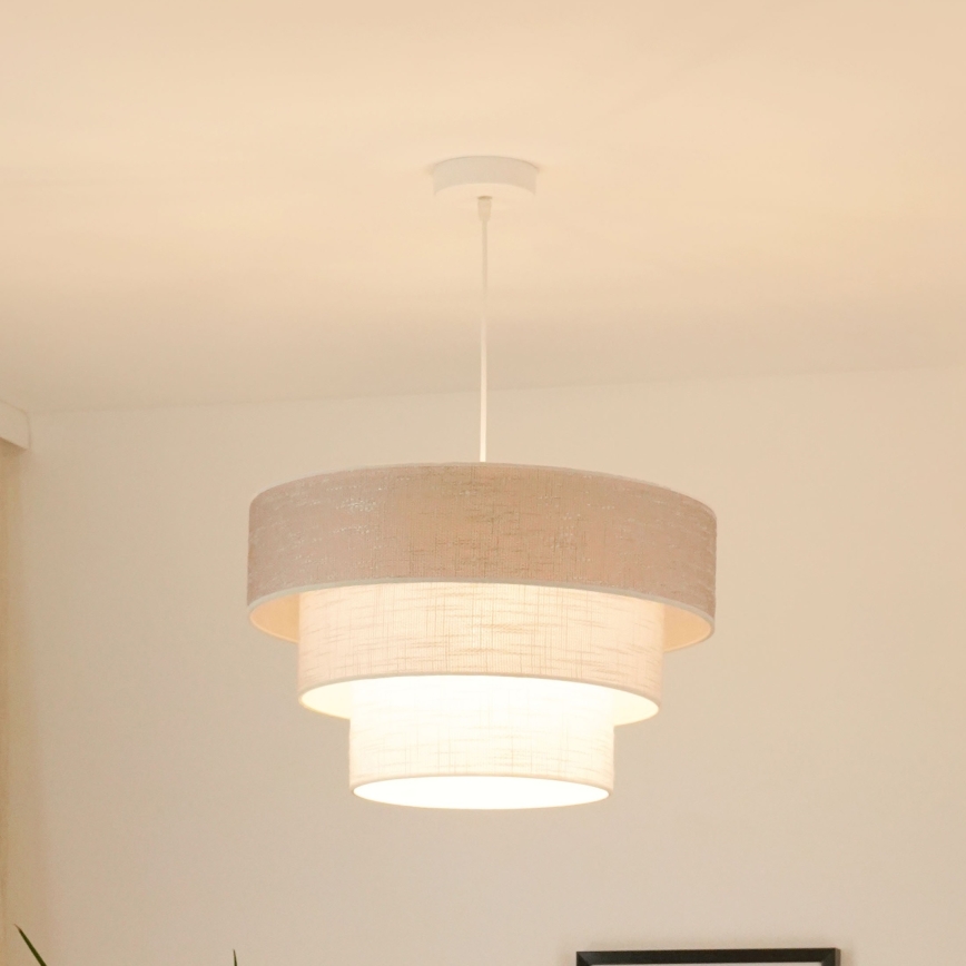 Brilagi - Lustra ar auklu ALASKA LUNETA 1xE27/15W/230V d. 45 cm pelēka/krēmkrāsa