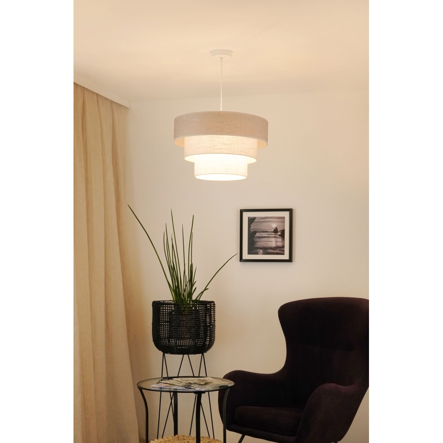 Brilagi - Lustra ar auklu ALASKA LUNETA 1xE27/15W/230V d. 45 cm pelēka/krēmkrāsa
