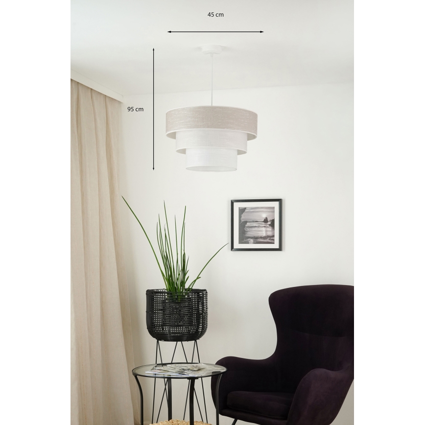 Brilagi - Lustra ar auklu ALASKA LUNETA 1xE27/15W/230V d. 45 cm pelēka/krēmkrāsa