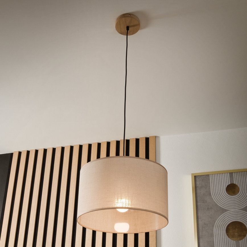 Brilagi - Lustra ar auklu ANTHONY 1xE27/60W/230V ozols/bēša