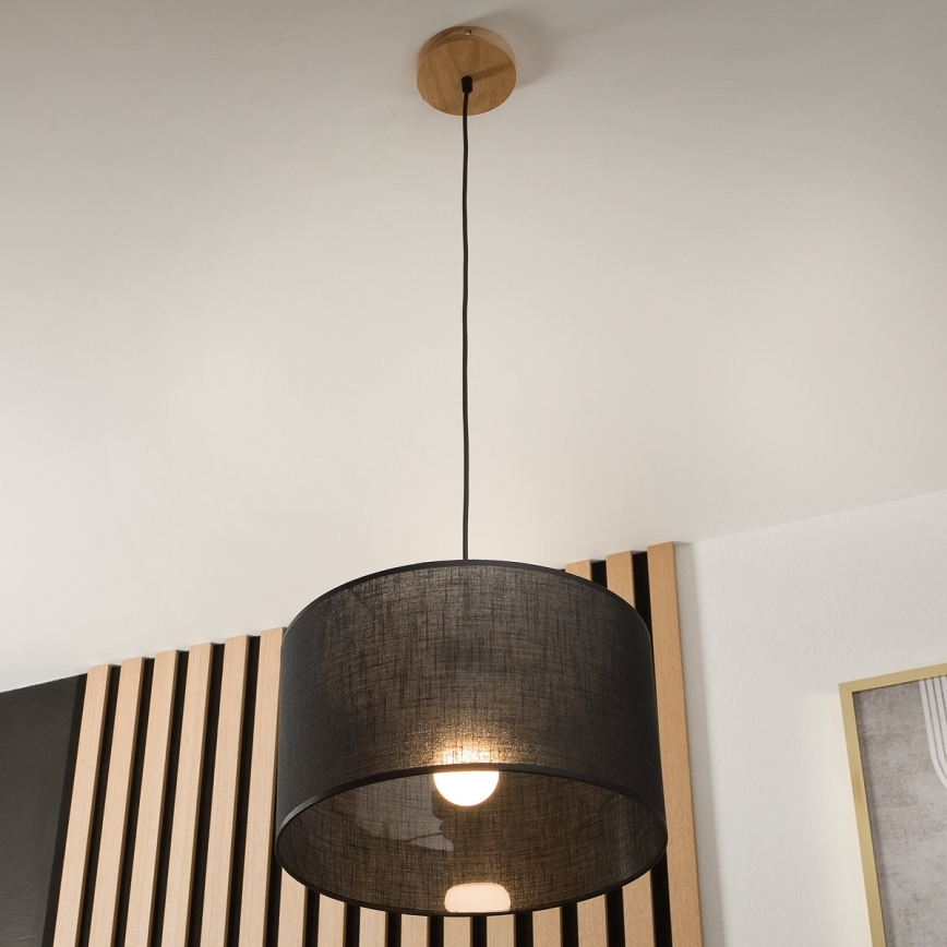 Brilagi - Lustra ar auklu ANTHONY 1xE27/60W/230V ozols/melna