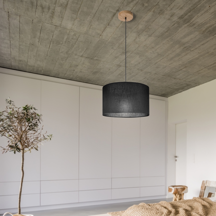 Brilagi - Lustra ar auklu ANTHONY 1xE27/60W/230V ozols/melna
