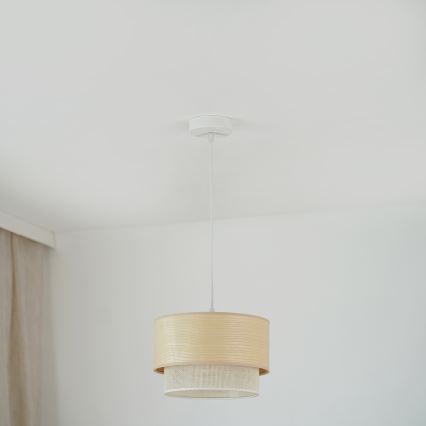 Brilagi - Lustra ar auklu ARIZONA BOHO 1xE27/15W/230V d. 25 cm bēša/balta
