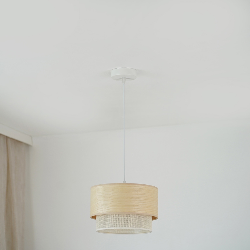 Brilagi - Lustra ar auklu ARIZONA BOHO 1xE27/15W/230V d. 25 cm bēša/balta