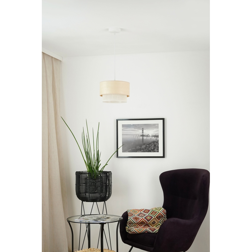 Brilagi - Lustra ar auklu ARIZONA BOHO 1xE27/15W/230V d. 25 cm bēša/balta