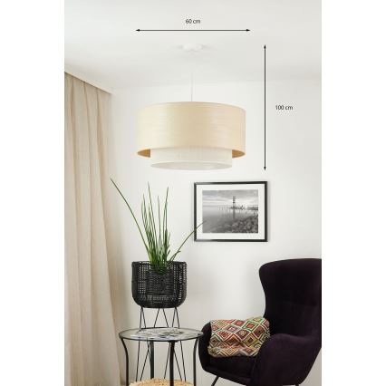 Brilagi - Lustra ar auklu ARIZONA BOHO 1xE27/15W/230V d. 60 cm bēša/balta
