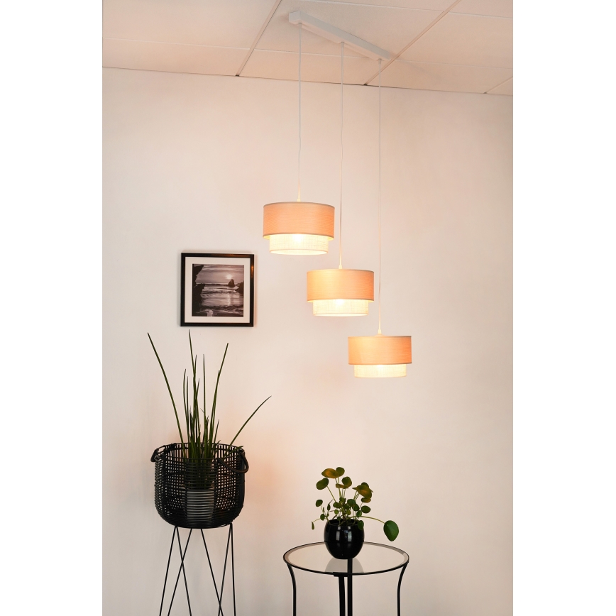 Brilagi - Lustra ar auklu ARIZONA BOHO 3xE27/15W/230V bēša/balta