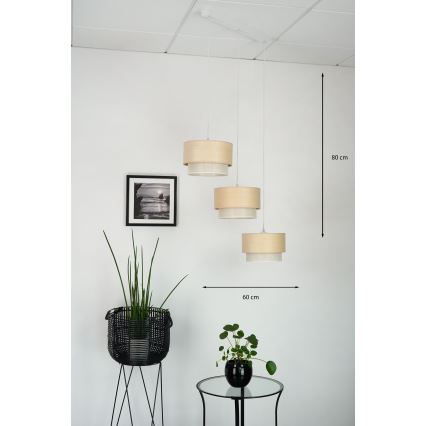 Brilagi - Lustra ar auklu ARIZONA BOHO 3xE27/15W/230V bēša/balta
