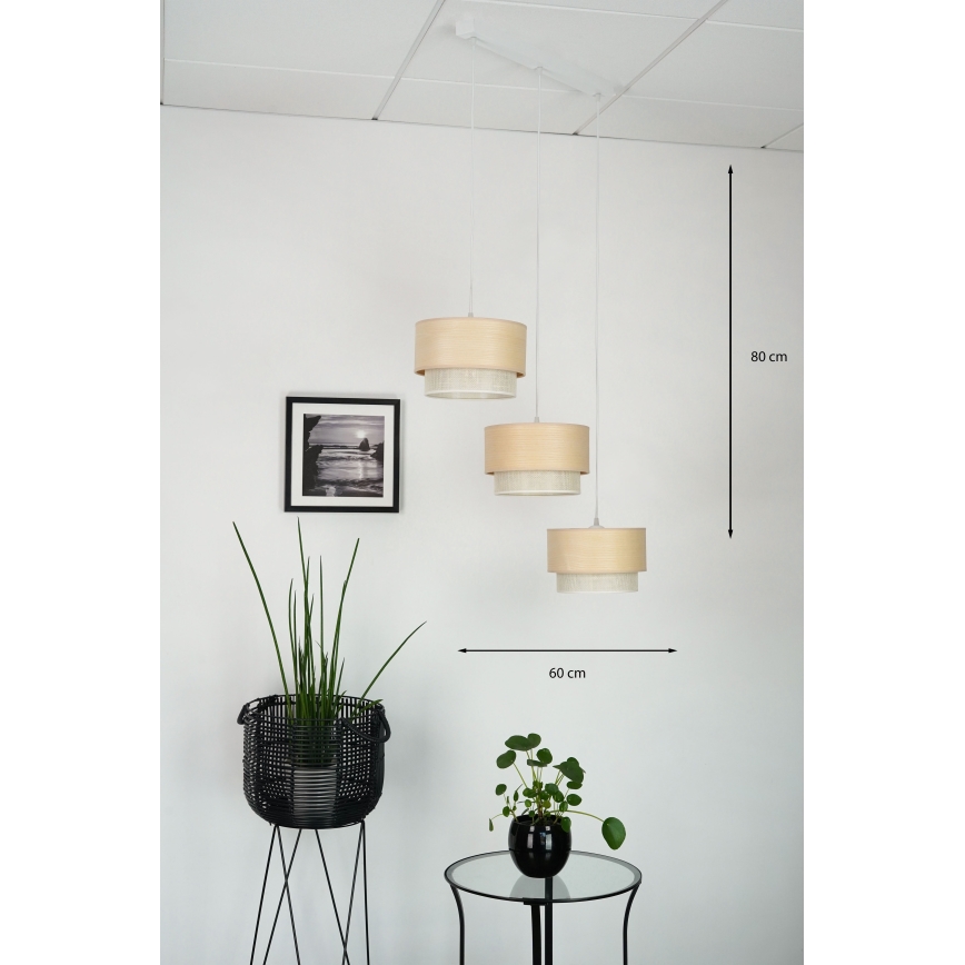 Brilagi - Lustra ar auklu ARIZONA BOHO 3xE27/15W/230V bēša/balta