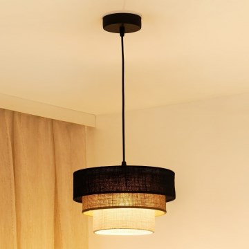 Brilagi - Lustra ar auklu ASPEN LUNETA 1xE27/15W/230V d. 25 cm melna/bēša/krēmkrāsa