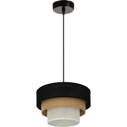 Brilagi - Lustra ar auklu ASPEN LUNETA 1xE27/15W/230V d. 25 cm melna/bēša/krēmkrāsa