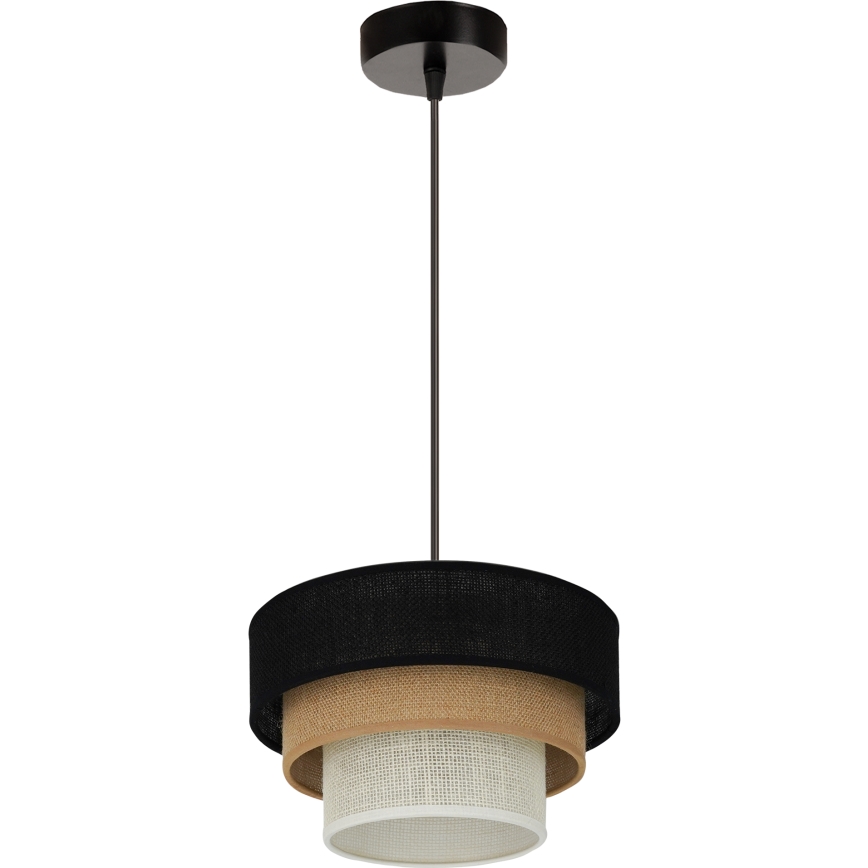 Brilagi - Lustra ar auklu ASPEN LUNETA 1xE27/15W/230V d. 25 cm melna/bēša/krēmkrāsa