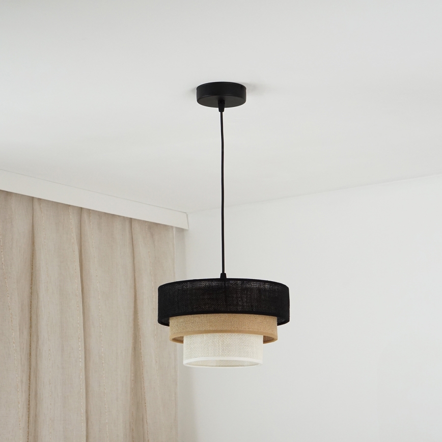 Brilagi - Lustra ar auklu ASPEN LUNETA 1xE27/15W/230V d. 25 cm melna/bēša/krēmkrāsa