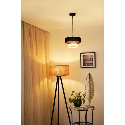 Brilagi - Lustra ar auklu ASPEN LUNETA 1xE27/15W/230V d. 25 cm melna/bēša/krēmkrāsa