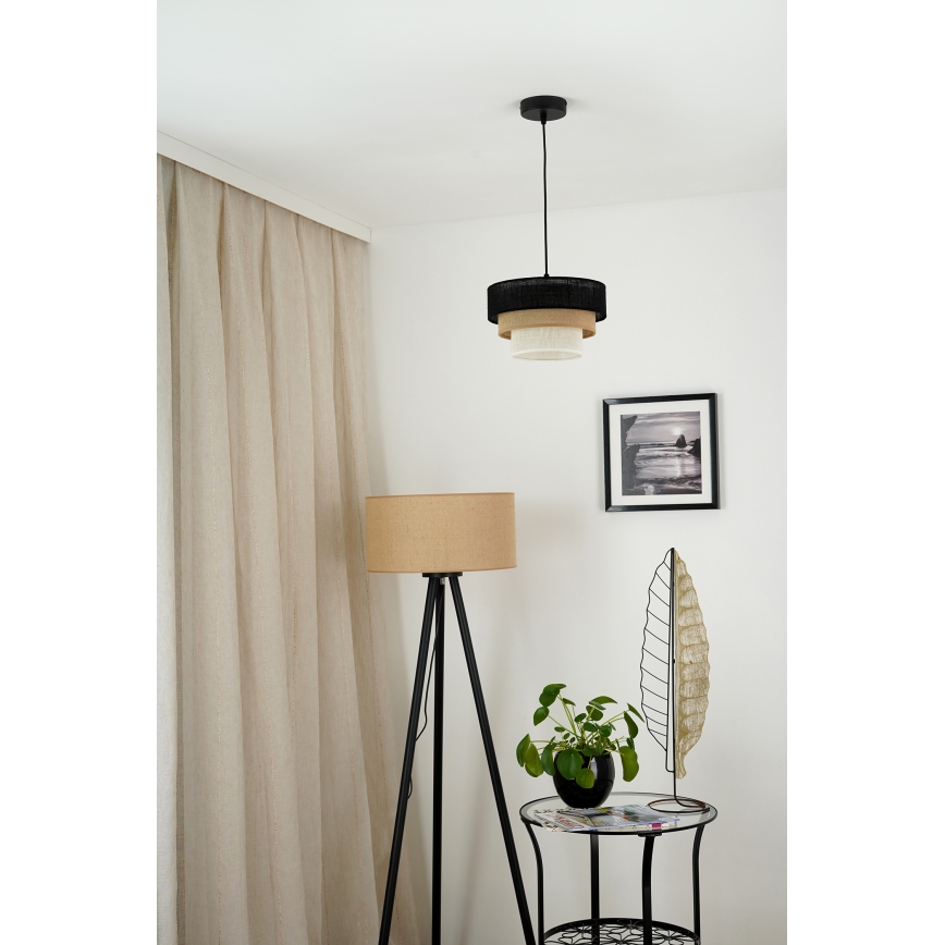 Brilagi - Lustra ar auklu ASPEN LUNETA 1xE27/15W/230V d. 25 cm melna/bēša/krēmkrāsa