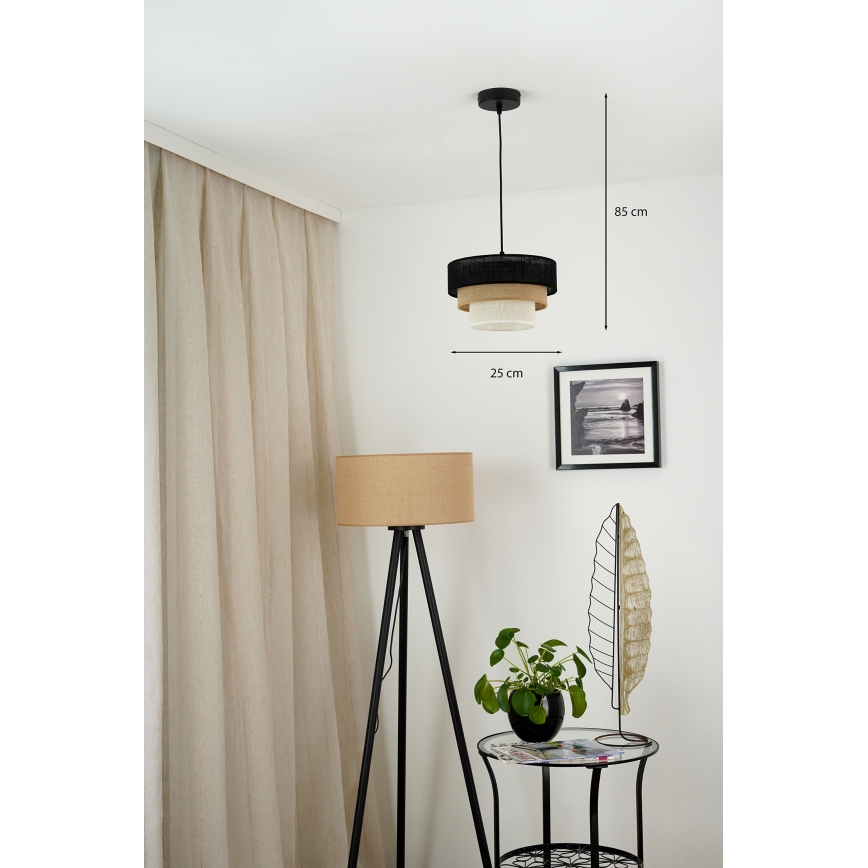 Brilagi - Lustra ar auklu ASPEN LUNETA 1xE27/15W/230V d. 25 cm melna/bēša/krēmkrāsa