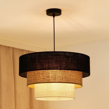 Brilagi - Lustra ar auklu ASPEN LUNETA 1xE27/15W/230V d. 45 cm melna/bēša/krēmkrāsa