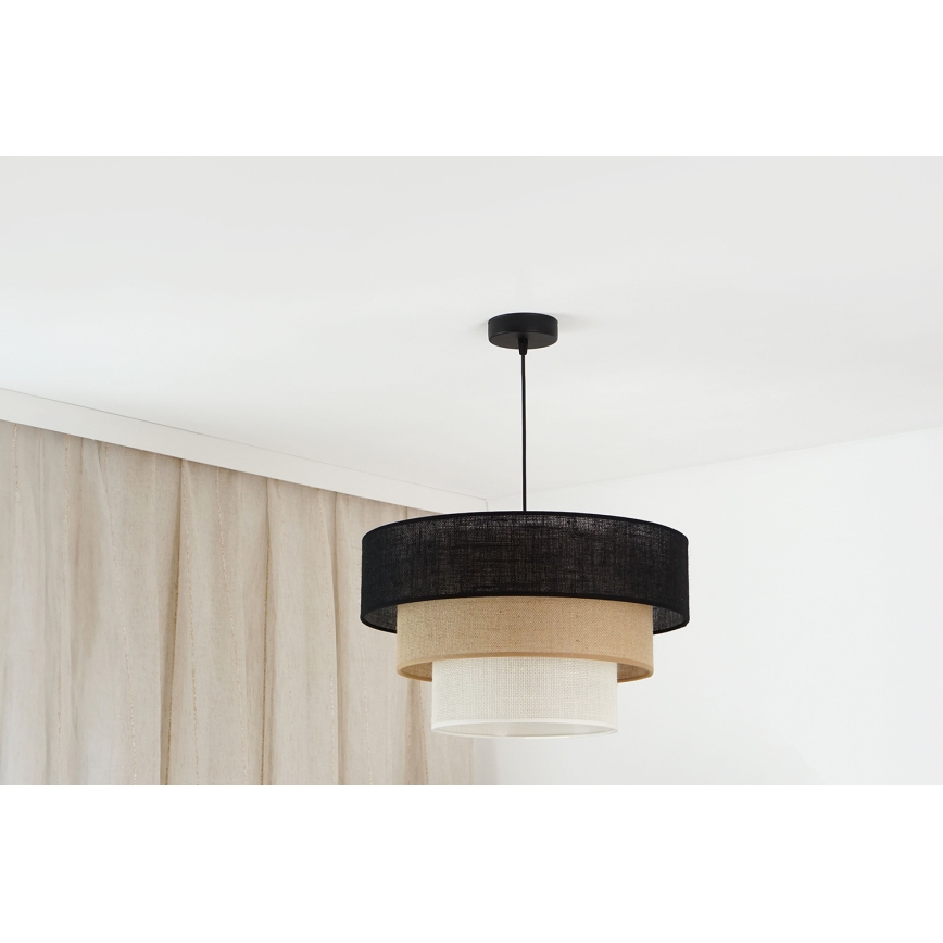 Brilagi - Lustra ar auklu ASPEN LUNETA 1xE27/15W/230V d. 45 cm melna/bēša/krēmkrāsa