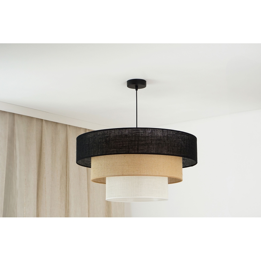 Brilagi - Lustra ar auklu ASPEN LUNETA 1xE27/15W/230V d. 60 cm melna/bēša/krēmkrāsa