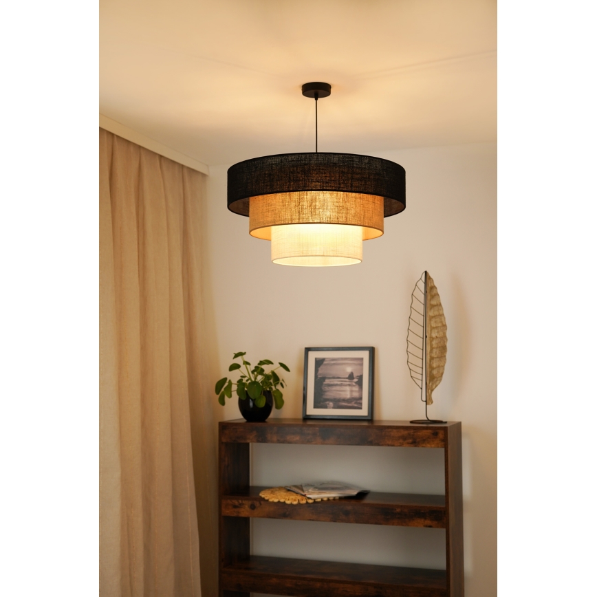 Brilagi - Lustra ar auklu ASPEN LUNETA 1xE27/15W/230V d. 60 cm melna/bēša/krēmkrāsa